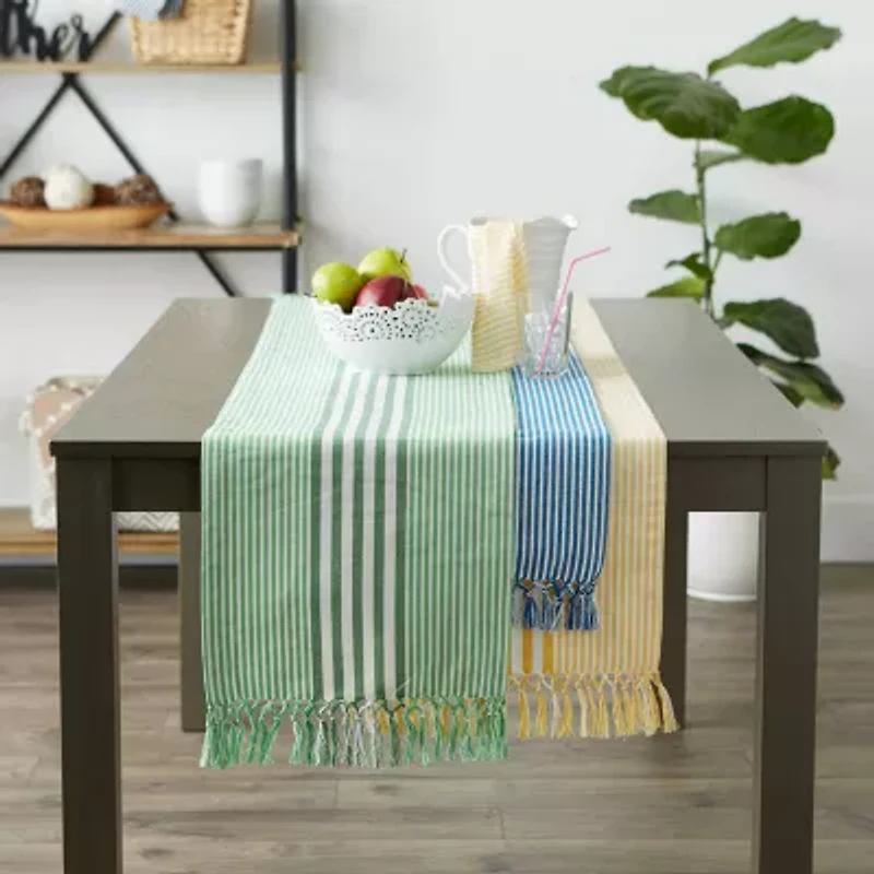 Design Imports Grass Green Stripes Table Runner
