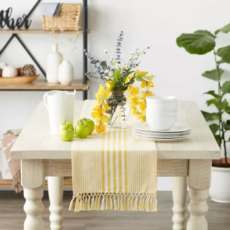 Design Imports Deep Yellow Stripes Table Runner