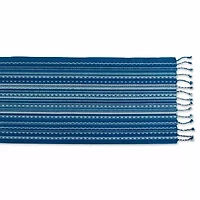 Design Imports Blue Tonal Stripe With Fringe Table Runner