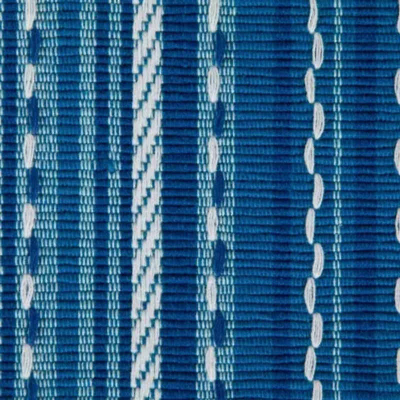 Design Imports Blue Tonal Stripe With Fringe Table Runner