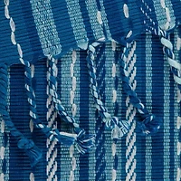 Design Imports Blue Tonal Stripe With Fringe Table Runner