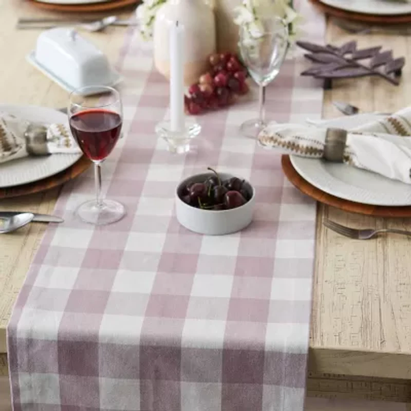 Design Imports Dusty Lilac Buffalo Check Table Runner