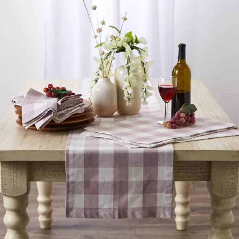 Design Imports Dusty Lilac Buffalo Check Table Runner