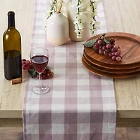 Design Imports Dusty Lilac Buffalo Check Table Runner