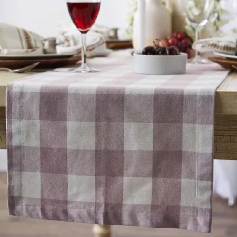 Design Imports Dusty Lilac Buffalo Check Table Runner