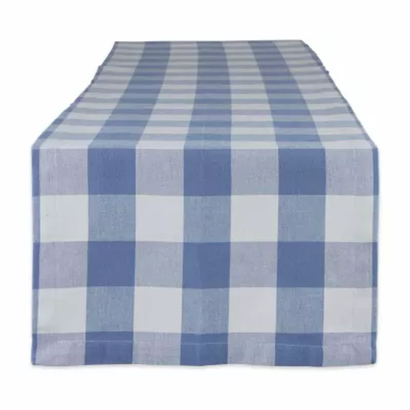 Design Imports Stonewash Blue Buffalo Check Table Runner