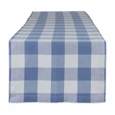 Design Imports Stonewash Blue Buffalo Check Table Runner