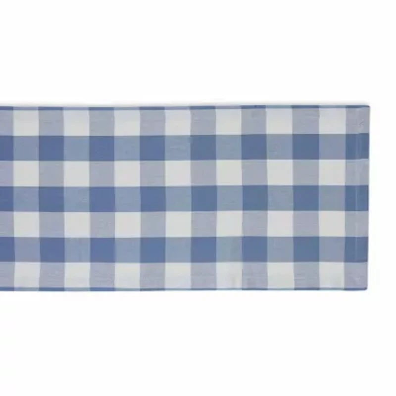 Design Imports Stonewash Blue Buffalo Check Table Runner