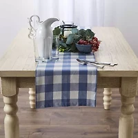Design Imports Stonewash Blue Buffalo Check Table Runner