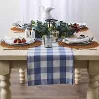 Design Imports Stonewash Blue Buffalo Check Table Runner