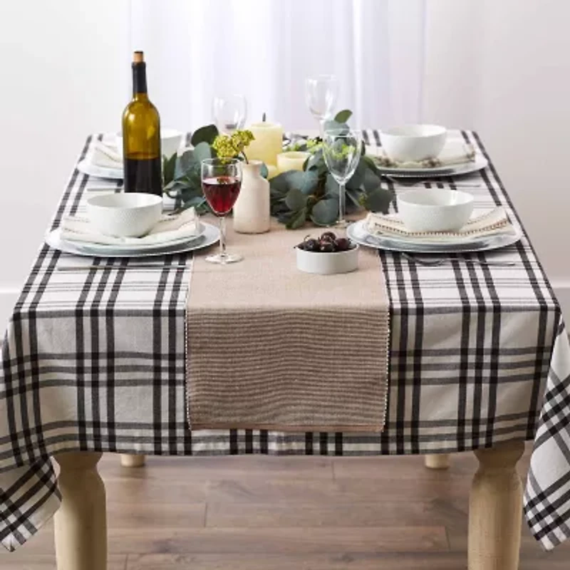 Design Imports Stone/White 2-Tone Ribbed Table Runner