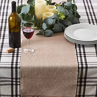 Design Imports Stone/White 2-Tone Ribbed Table Runner
