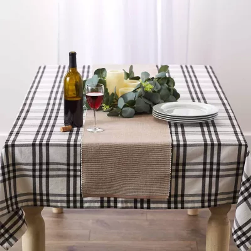 Design Imports Stone/White 2-Tone Ribbed Table Runner