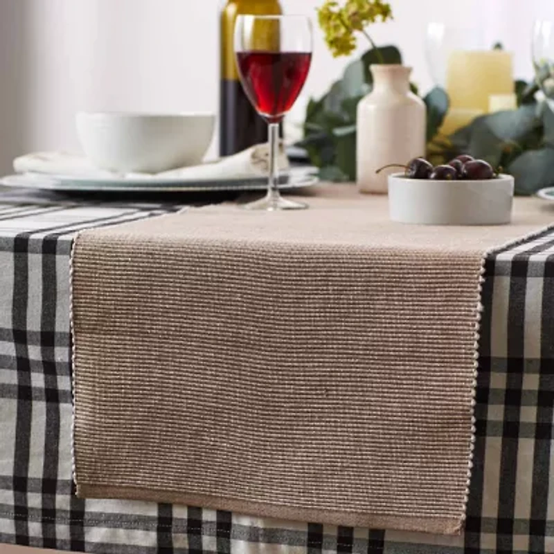 Design Imports Stone/White 2-Tone Ribbed Table Runner