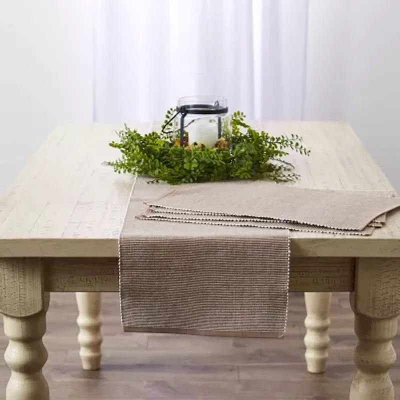 Design Imports Stone/White 2-Tone Ribbed Table Runner