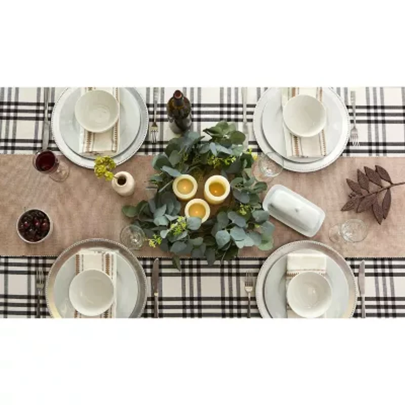 Design Imports Stone/White 2-Tone Ribbed Table Runner