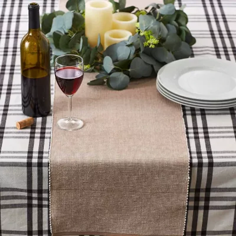 Design Imports Stone/White 2-Tone Ribbed Table Runner