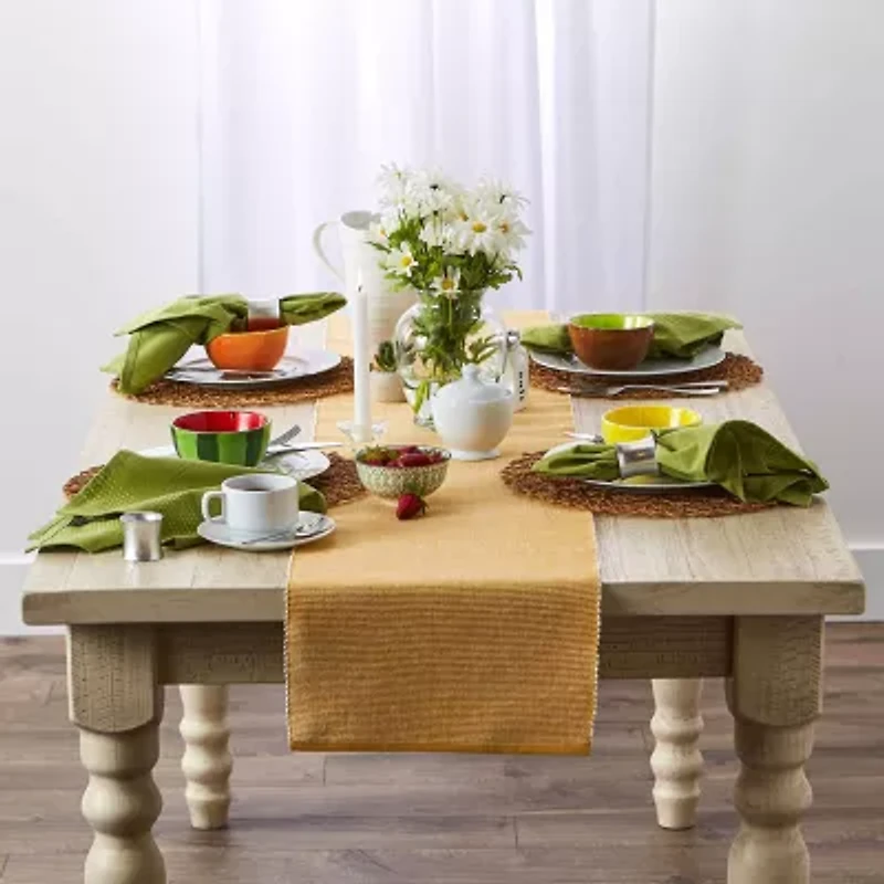 Design Imports Honey Gold/White 2-Tone Ribbed Table Runner