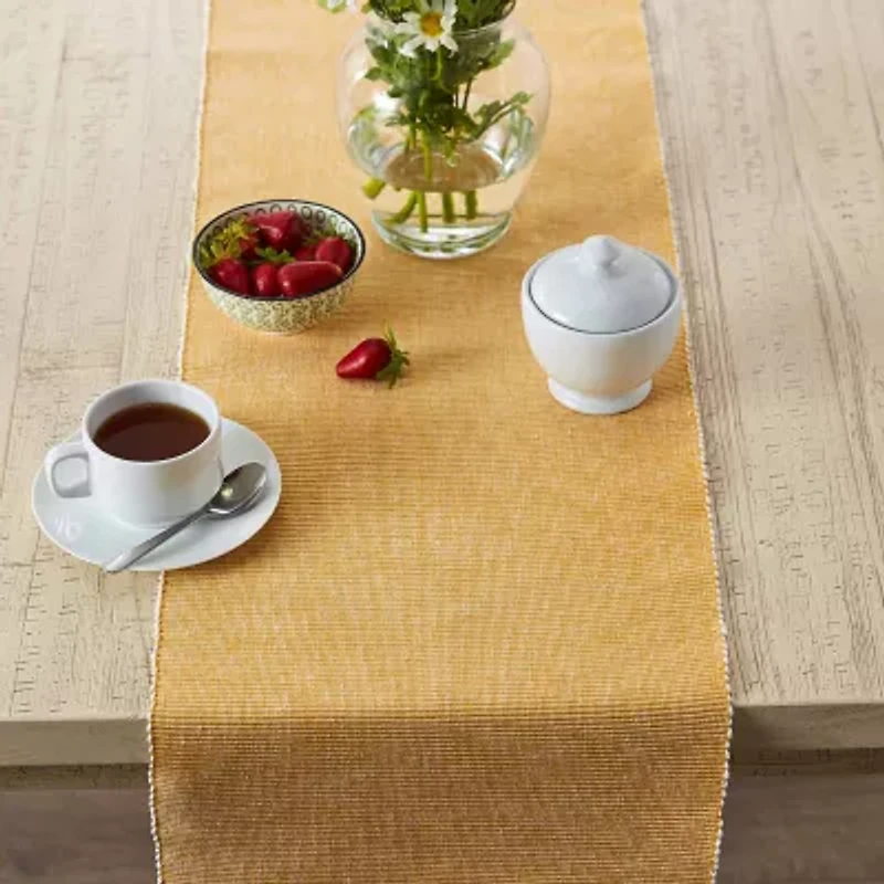 Design Imports Honey Gold/White 2-Tone Ribbed Table Runner