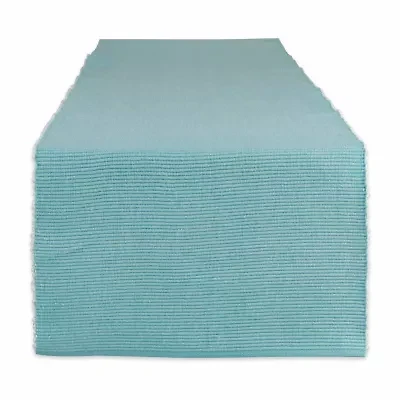 Design Imports Aqua/White 2-Tone Ribbed Table Runner