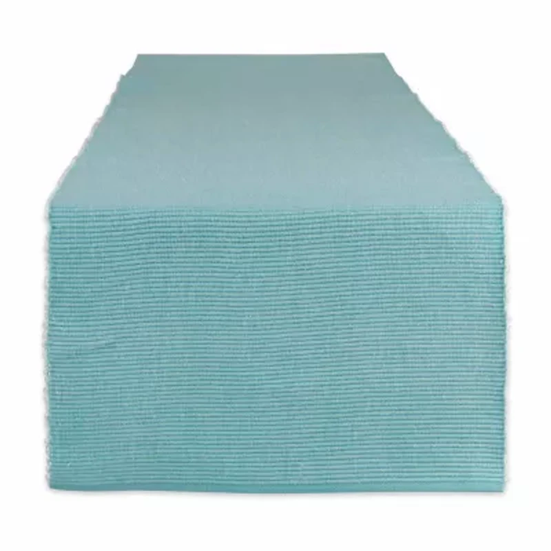 Design Imports Aqua/White 2-Tone Ribbed Table Runner