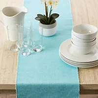 Design Imports Aqua/White 2-Tone Ribbed Table Runner