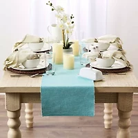 Design Imports Aqua/White 2-Tone Ribbed Table Runner