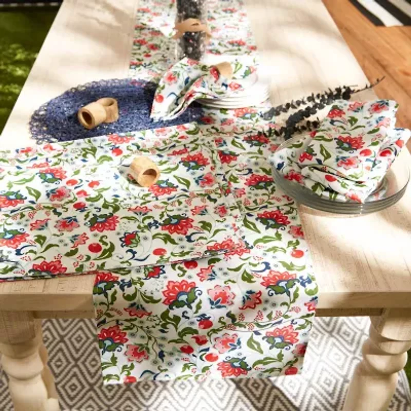Design Imports Garden Floral Print Outdoor Table Runner
