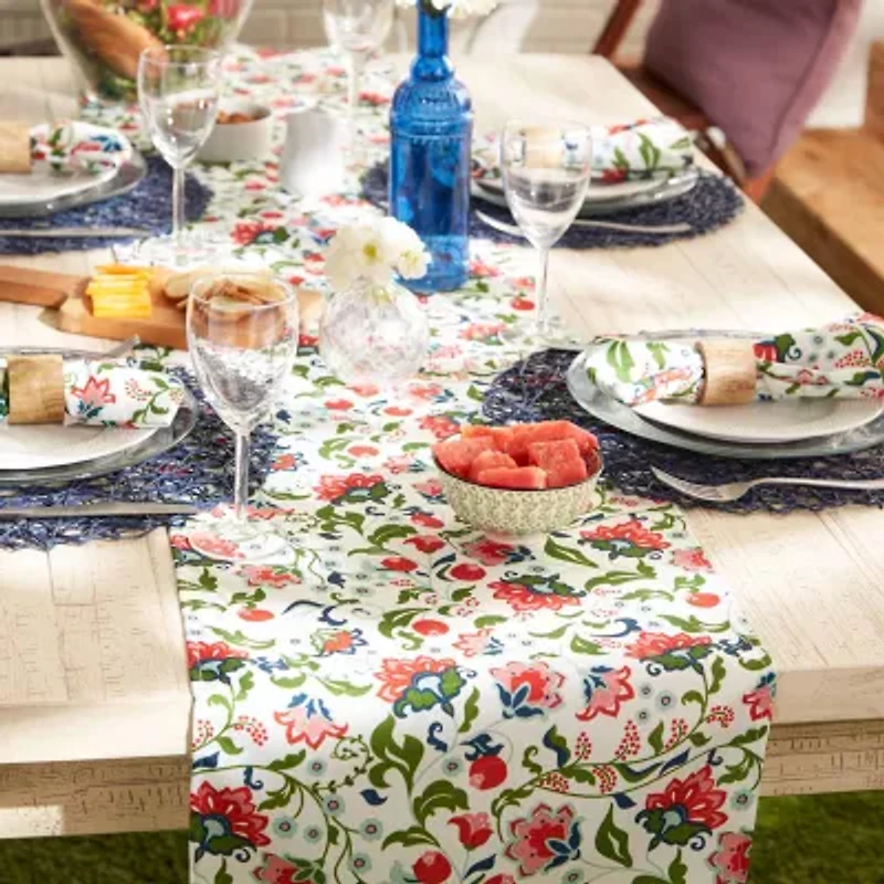 Design Imports Garden Floral Print Outdoor Table Runner