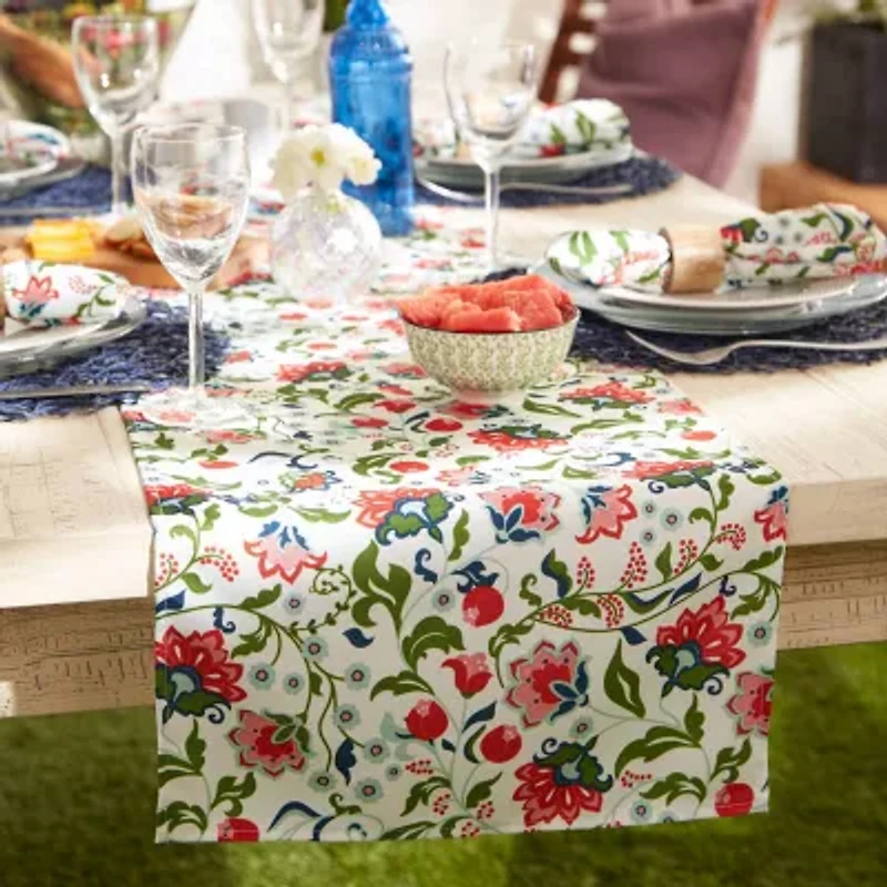 Design Imports Garden Floral Print Outdoor Table Runner