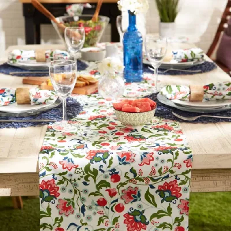 Design Imports Garden Floral Print Outdoor Table Runner