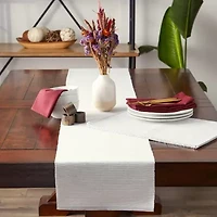 Design Imports Light Gray Eco-Friendly Chambray Fine Ribbed Table Runner