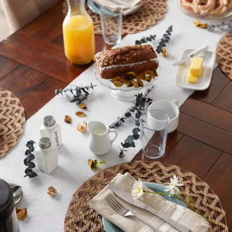 Design Imports Light Gray Eco-Friendly Chambray Fine Ribbed Table Runner