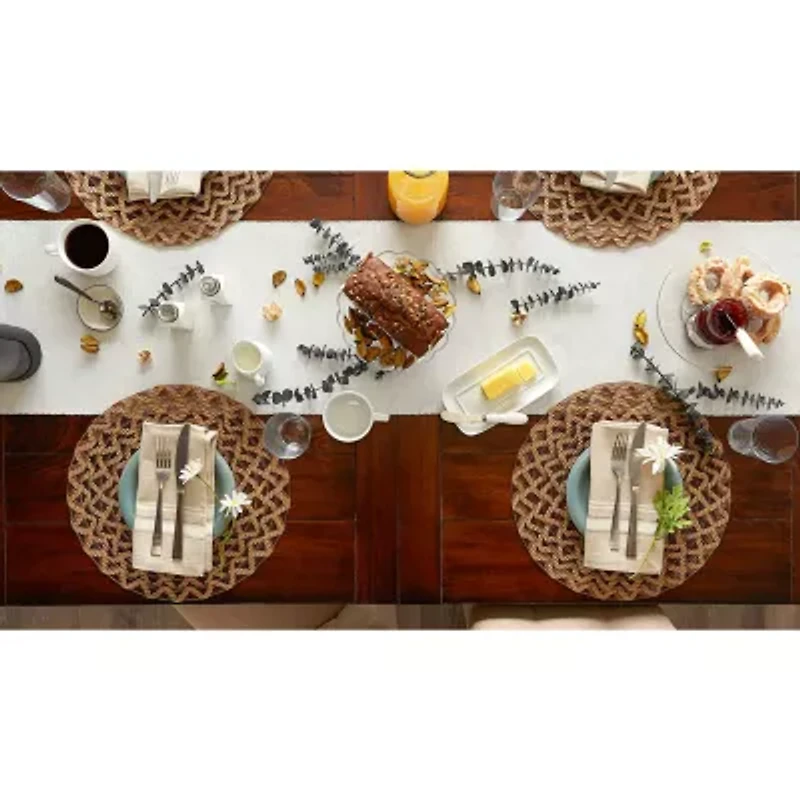 Design Imports Light Gray Eco-Friendly Chambray Fine Ribbed Table Runner