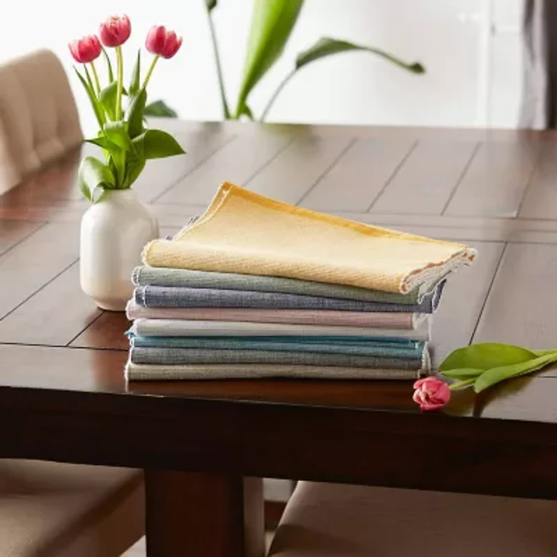 Design Imports Light Gray Eco-Friendly Chambray Fine Ribbed Table Runner