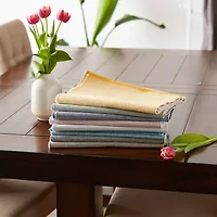 Design Imports Light Gray Eco-Friendly Chambray Fine Ribbed Table Runner