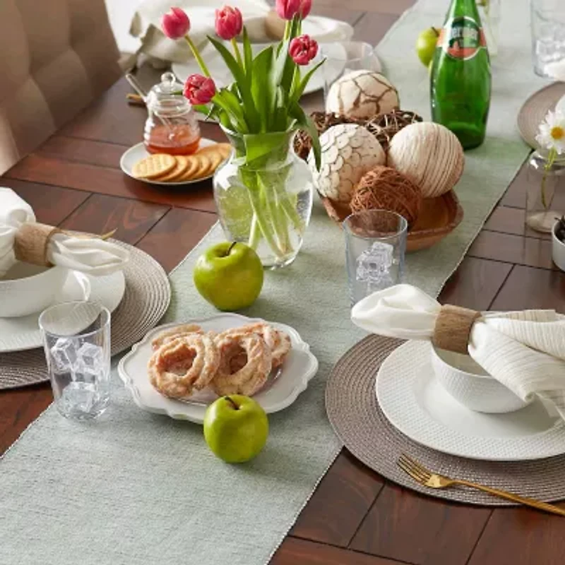 Design Imports Artichoke Eco-Friendly Chambray Fine Ribbed Table Runner