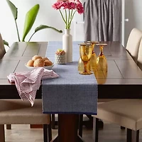 Design Imports French Blue Eco-Friendly Chambray Fine Ribbed Table Runner