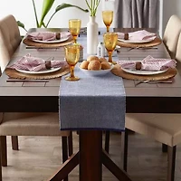 Design Imports French Blue Eco-Friendly Chambray Fine Ribbed Table Runner