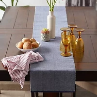 Design Imports French Blue Eco-Friendly Chambray Fine Ribbed Table Runner