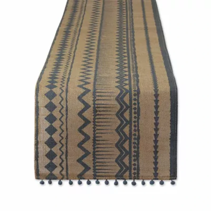 Design Imports Mineral Aztec Print On Natural Jute Table Runner