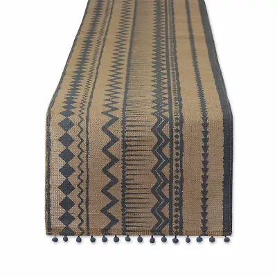Design Imports Mineral Aztec Print On Natural Jute Table Runner
