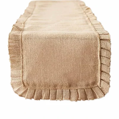 Design Imports Natural Ruffle Trim Jute Table Runner