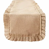 Design Imports Natural Ruffle Trim Jute Table Runner