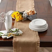 Design Imports Natural Ruffle Trim Jute Table Runner