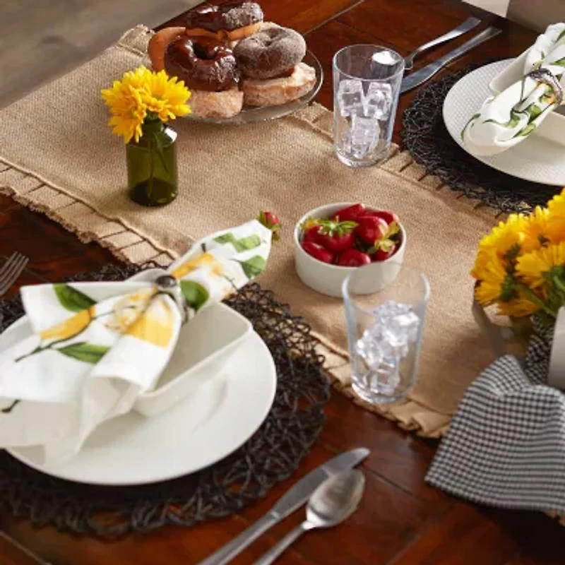 Design Imports Natural Ruffle Trim Jute Table Runner
