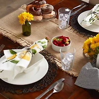 Design Imports Natural Ruffle Trim Jute Table Runner