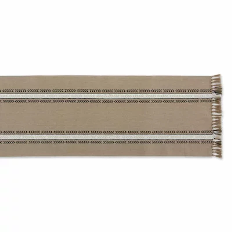 Design Imports Dobby Striped Fringe Ribbed Table Runners