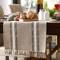 Design Imports Dobby Striped Fringe Ribbed Table Runners