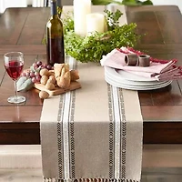 Design Imports Dobby Striped Fringe Ribbed Table Runners